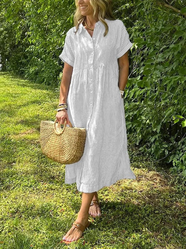RUBY | Elegant Cotton Maxi Shirt Dress