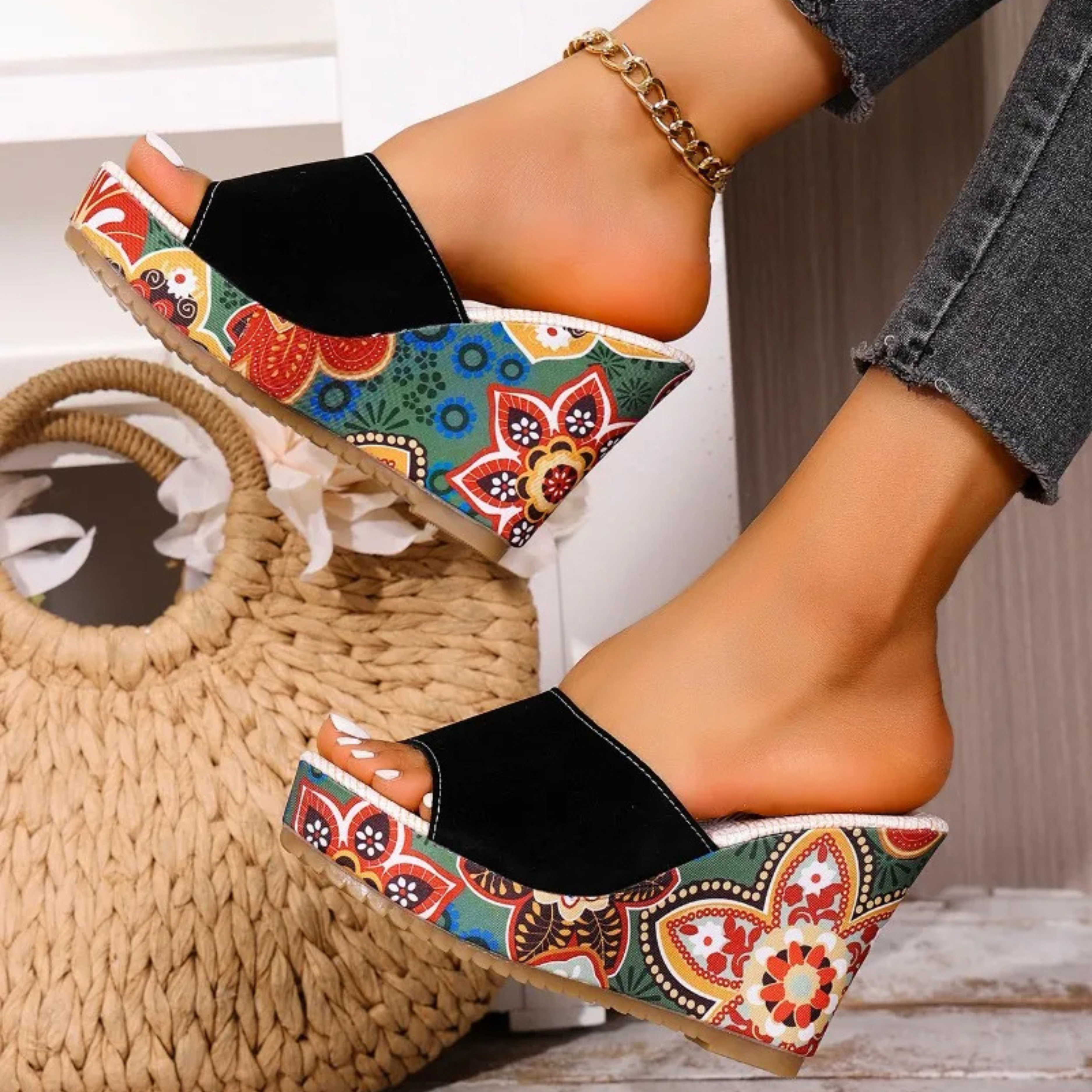 Olivia | Comfortable Floral Wedge Sandals for Women