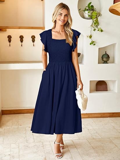 Clara | Elegant Striped Linen Midi Dress