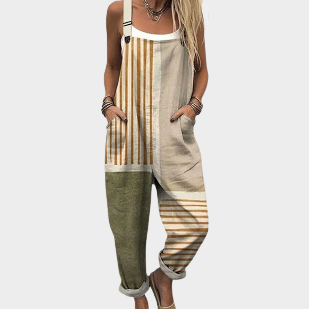 Arden | Earth Tone Patchwork Overalls for Relaxed Everyday Comfort