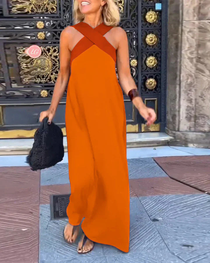 DELPHINE | Crossed Neckline Summer Dress