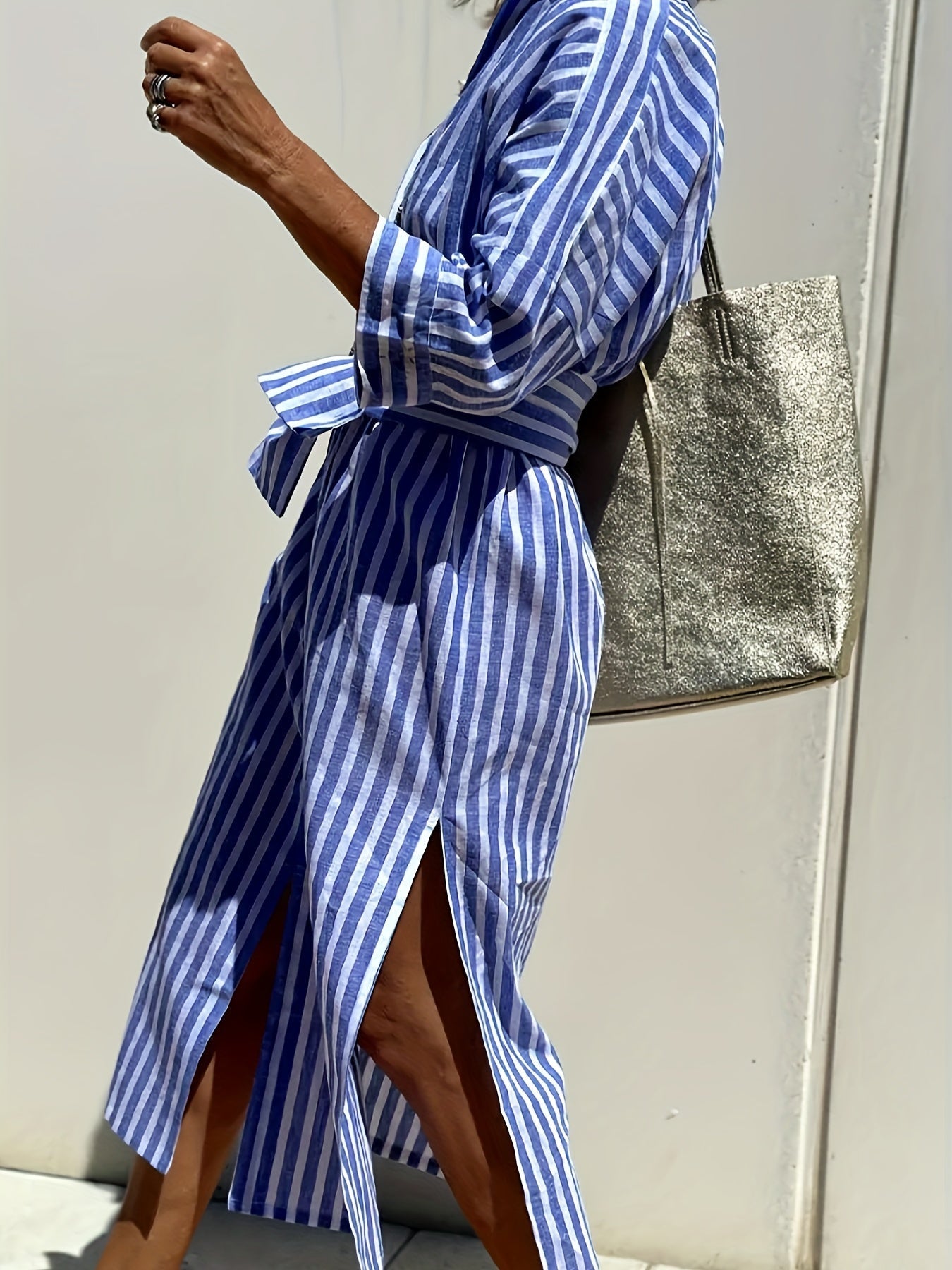CHRISTINE | Striped Shirt Dress with Belt