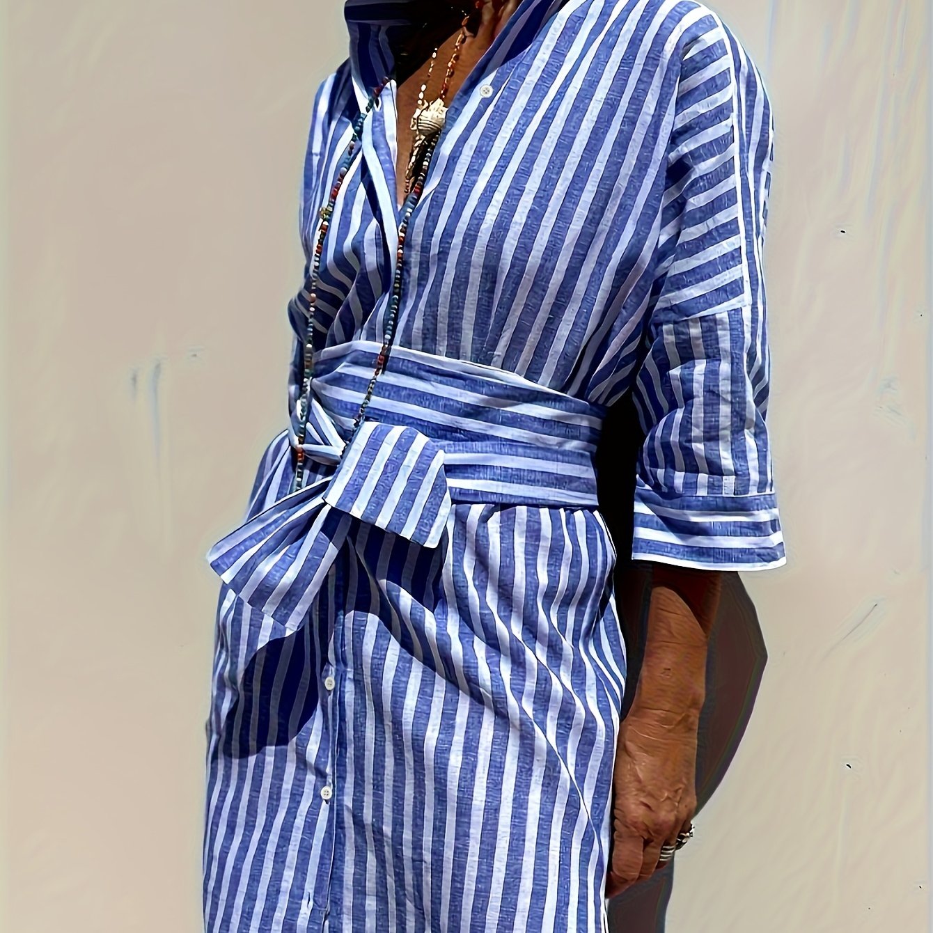 CHRISTINE | Striped Shirt Dress with Belt