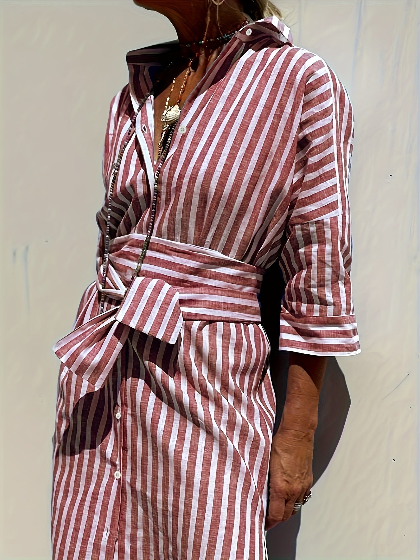 CHRISTINE | Striped Shirt Dress with Belt