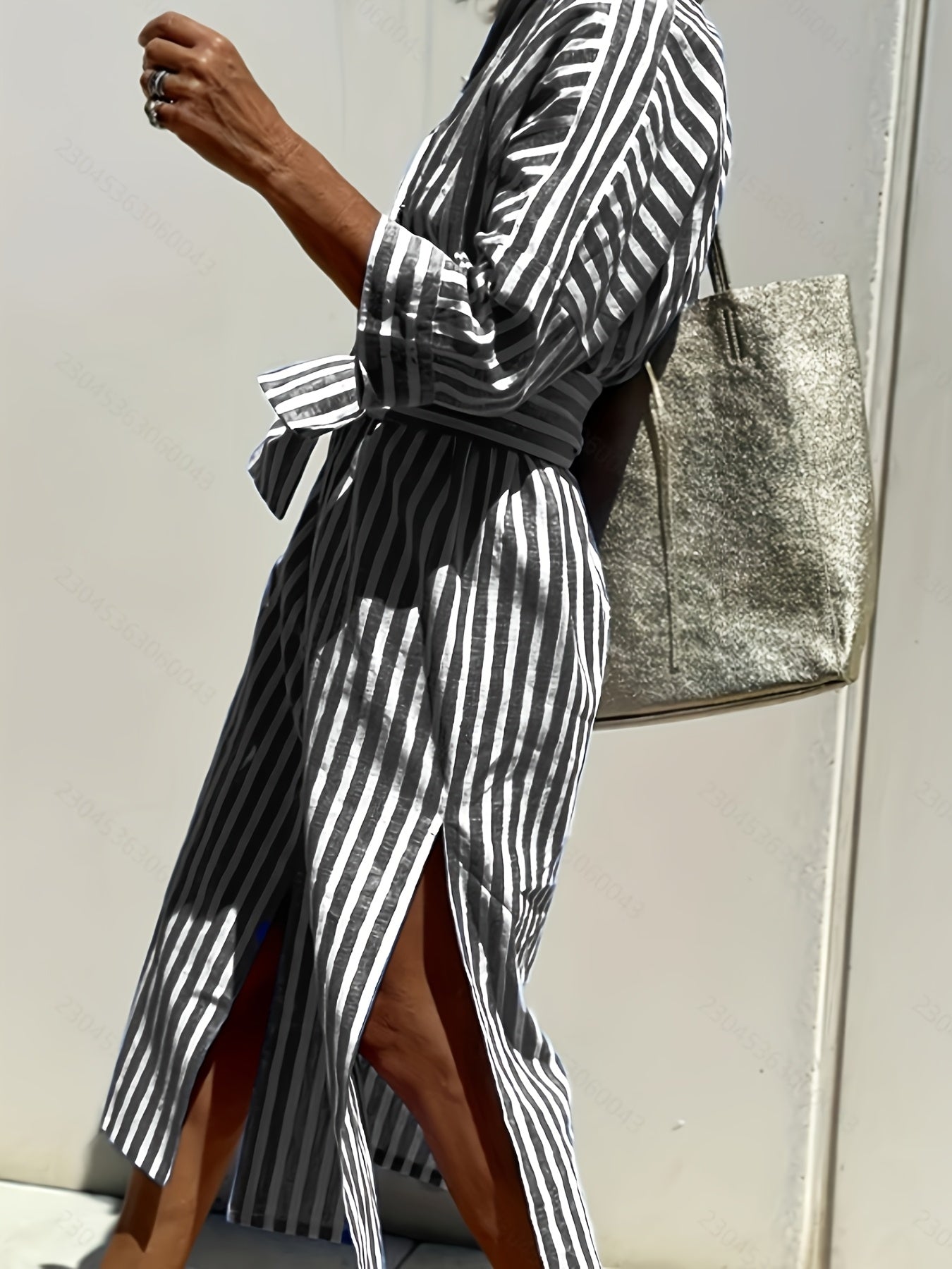 CHRISTINE | Striped Shirt Dress with Belt