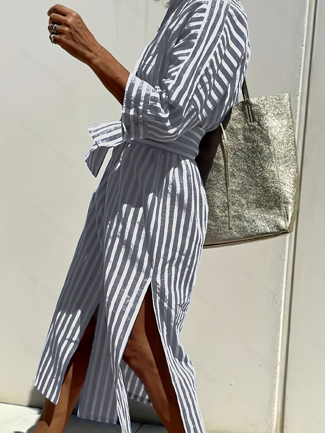 CHRISTINE | Striped Shirt Dress with Belt