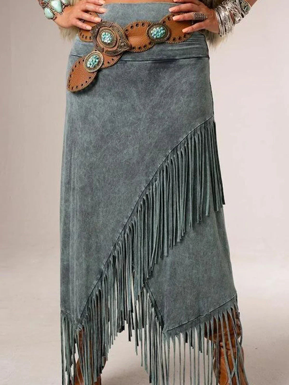 Sheeva | A-Line Maxi Fringe Skirt