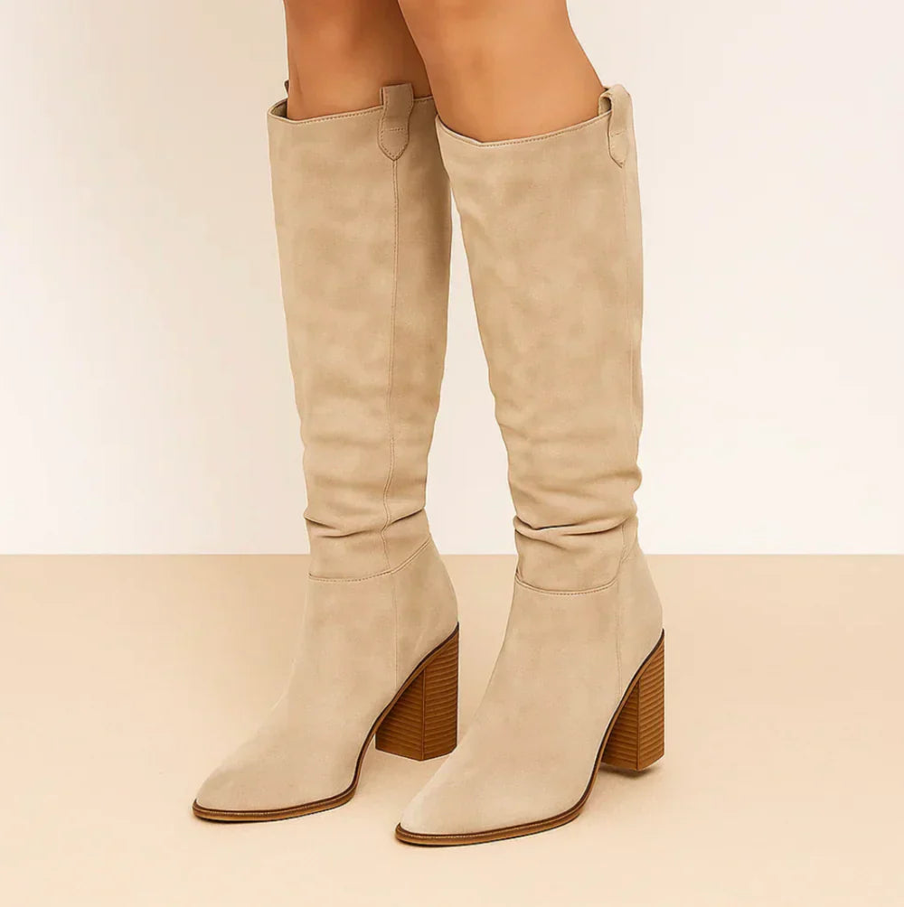 SUEVIA™ | SUEDE BLOCK HEEL BOOTS