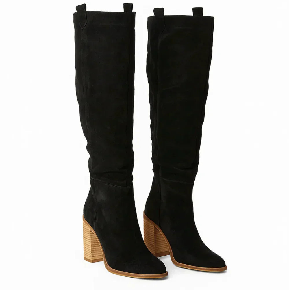 SUEVIA™ | SUEDE BLOCK HEEL BOOTS