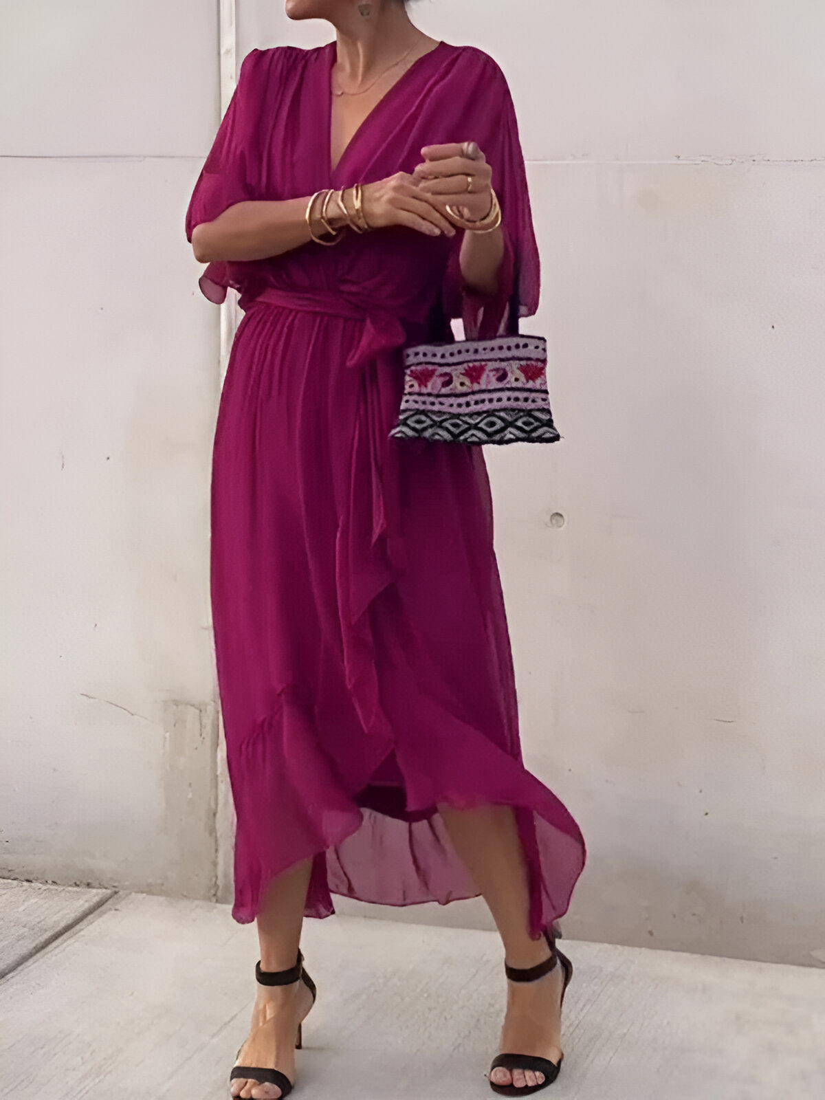 MONICA | Chiffon V-Neck Elegant Dress