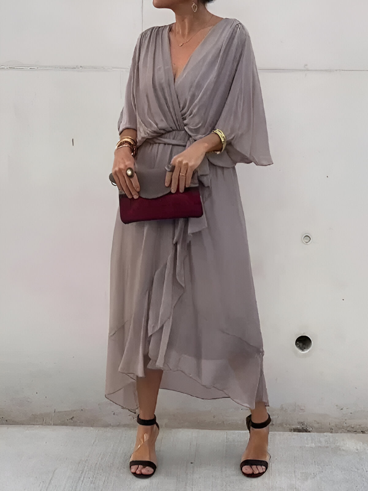 MONICA | Chiffon V-Neck Elegant Dress