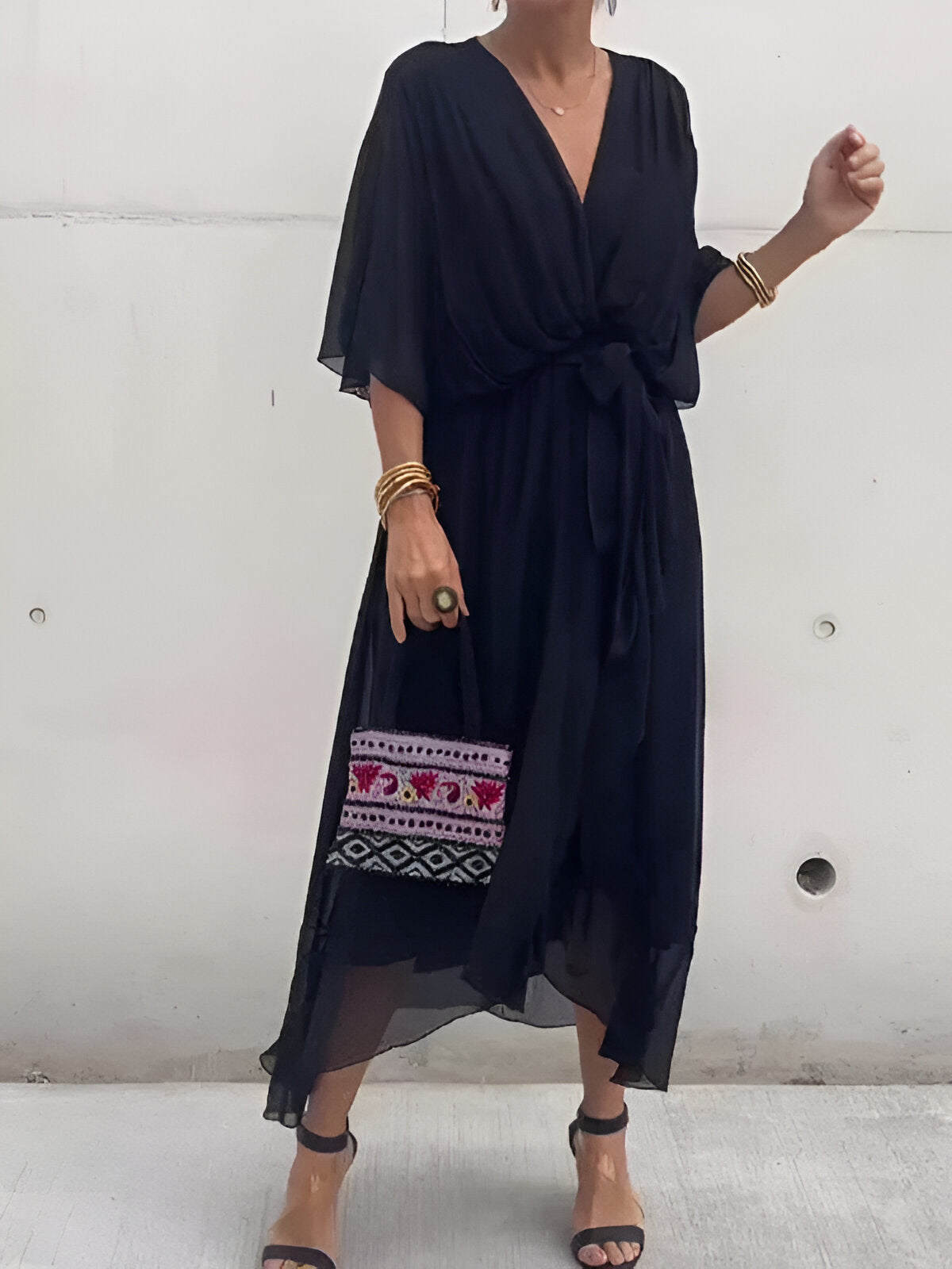 MONICA | Chiffon V-Neck Elegant Dress