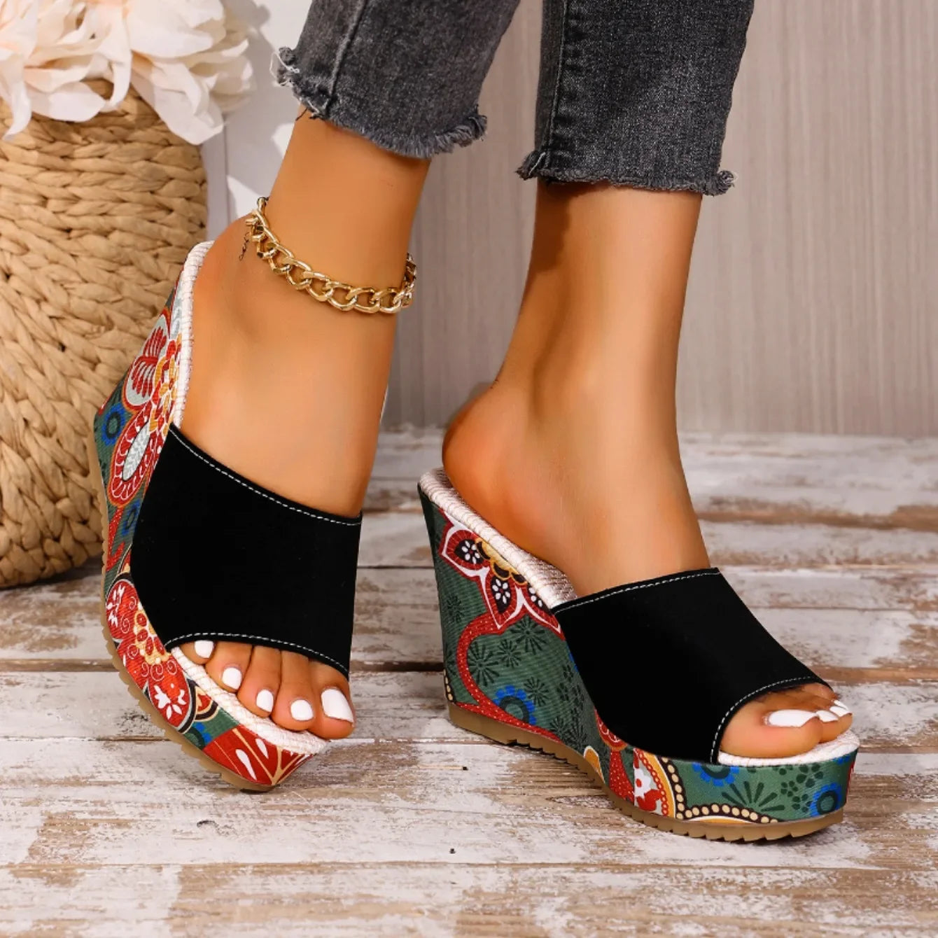 Olivia | Comfortable Floral Wedge Sandals for Women