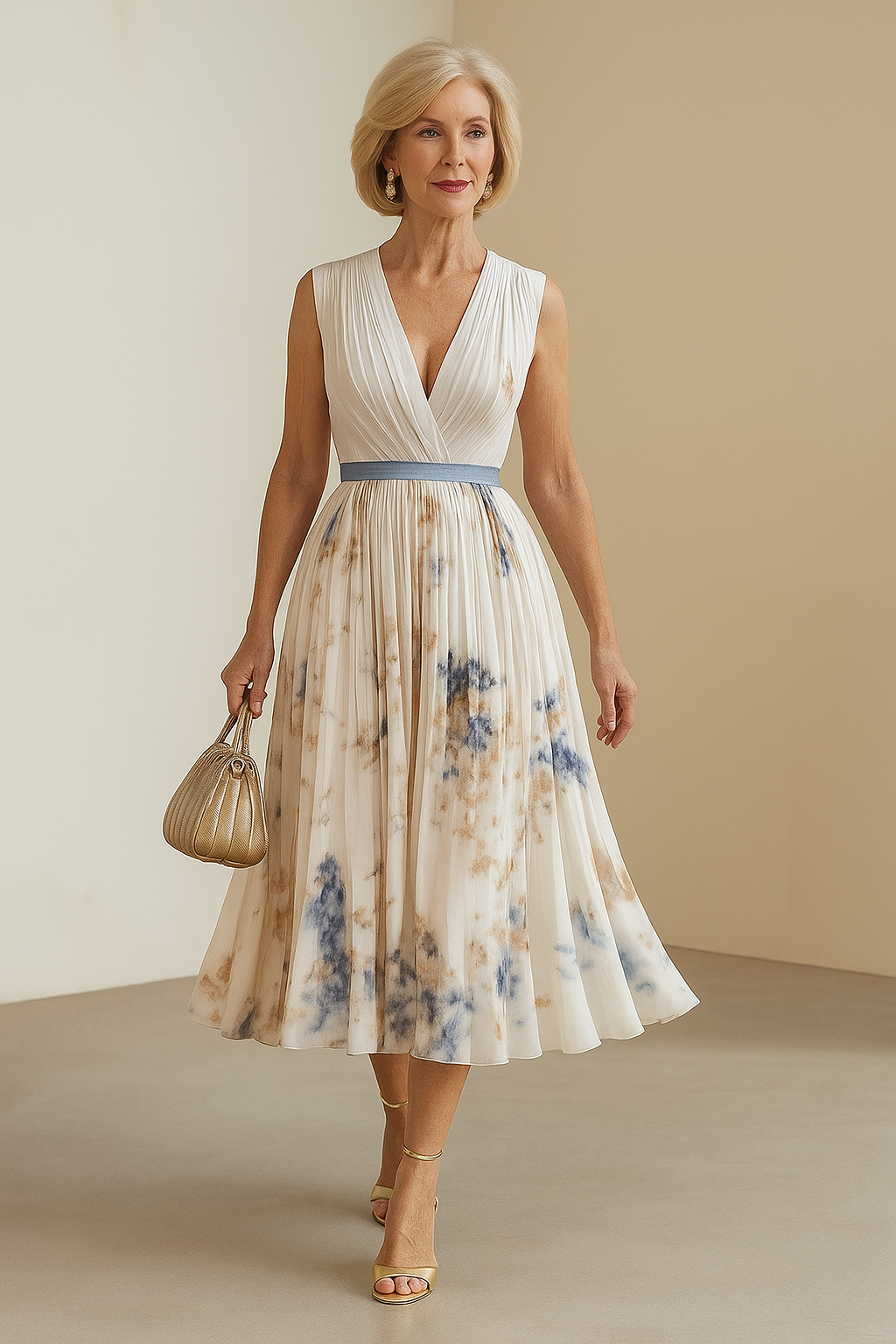 ELARA | Soft V-Neck Midi Dress