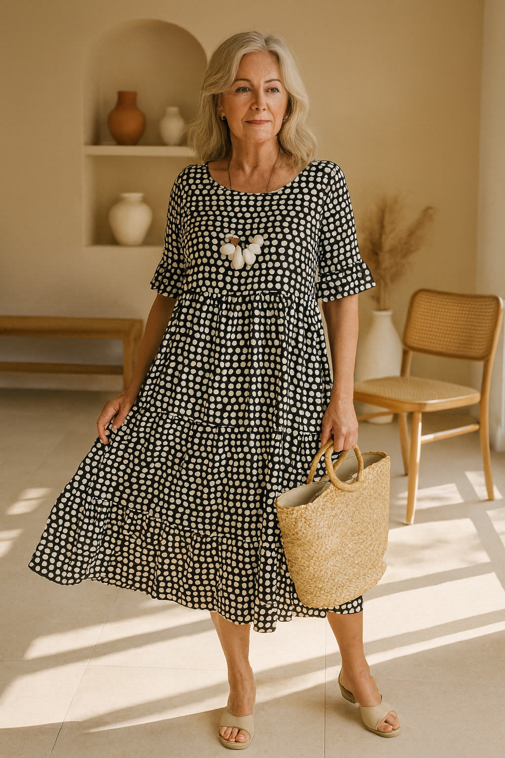 Iris | Sable Short-Sleeve Midi Dress