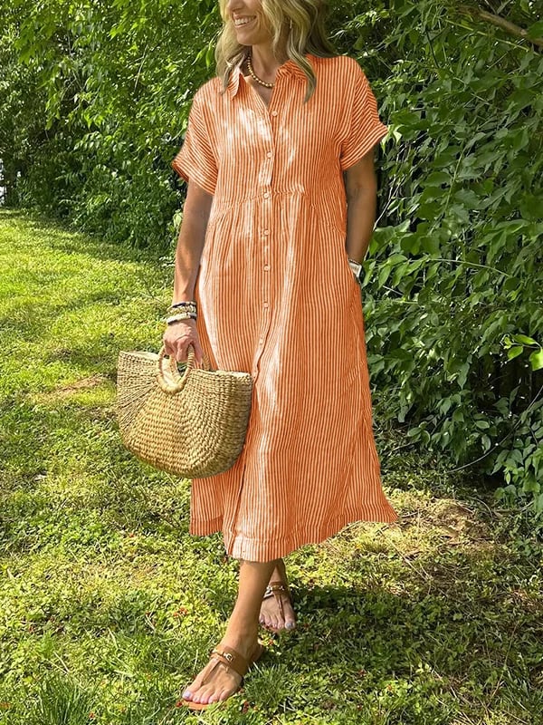 RUBY | Elegant Cotton Maxi Shirt Dress