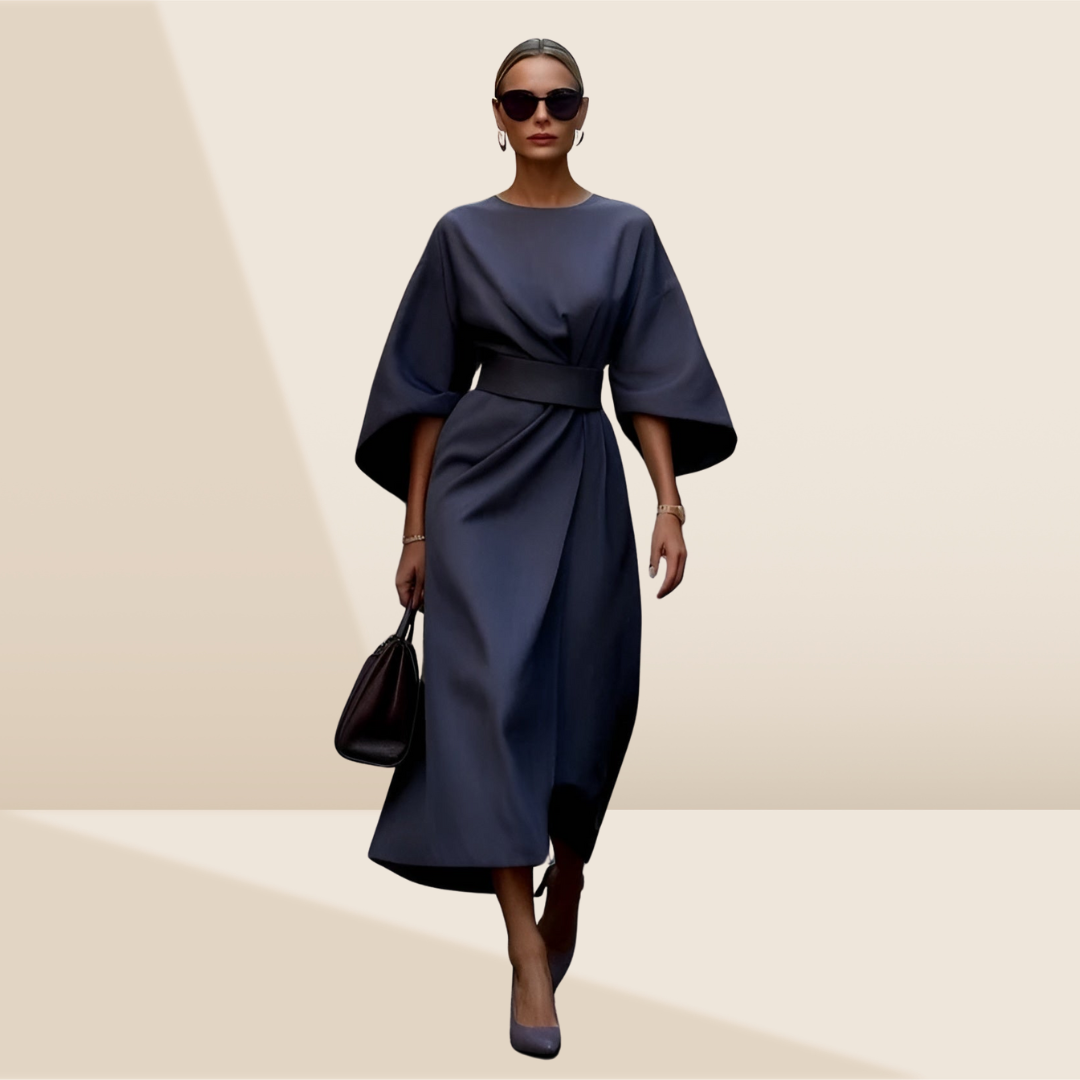 Valentina – Elegant Puff Sleeve Midi Dress