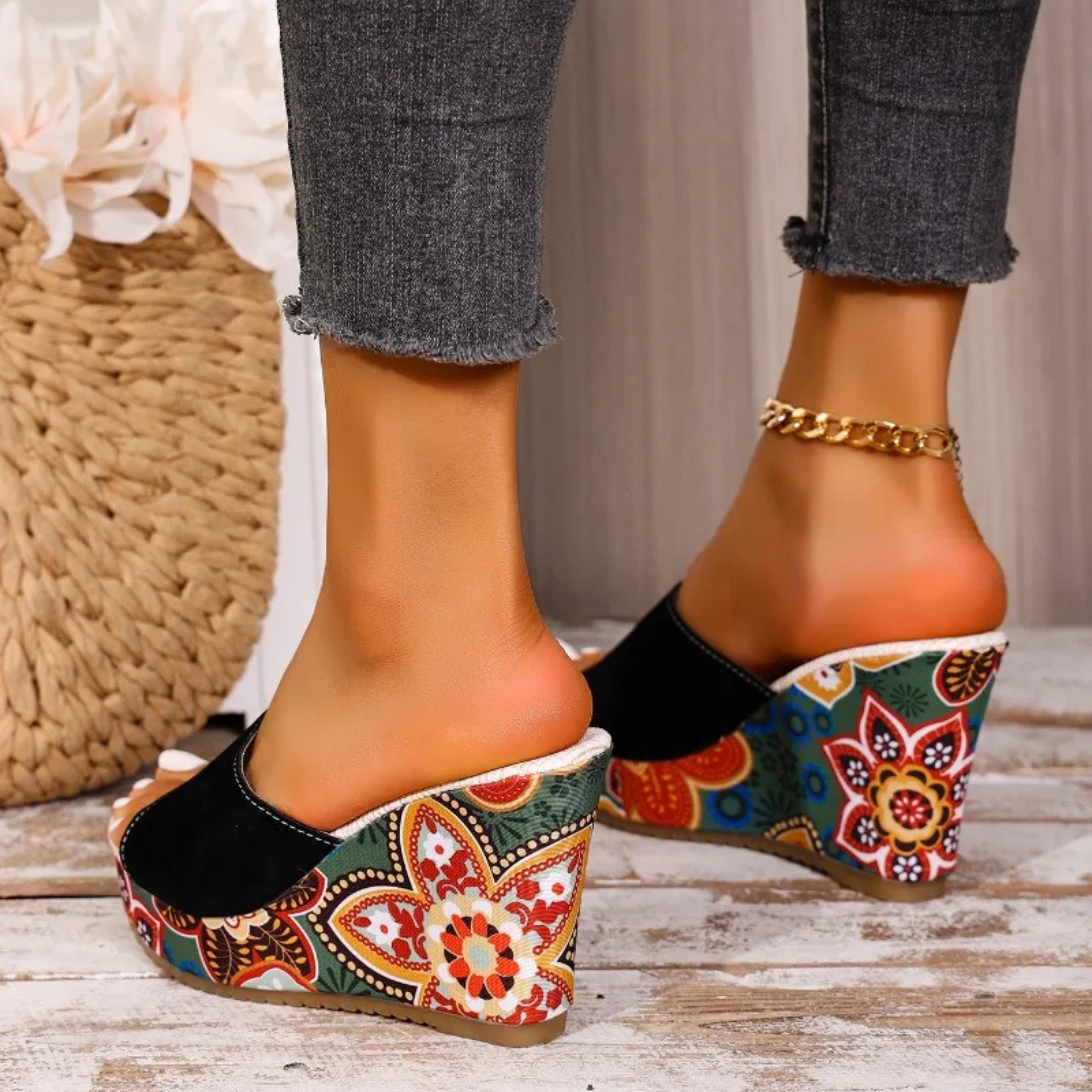 Olivia | Comfortable Floral Wedge Sandals for Women