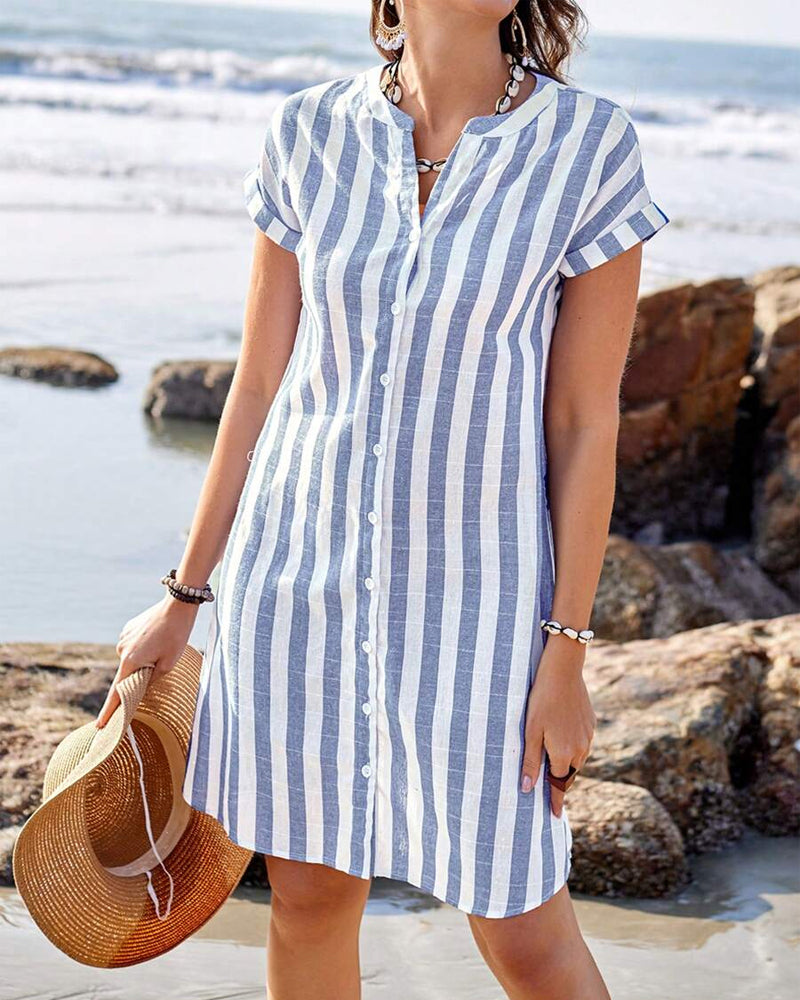 MARTINE | Elegant Striped Shirt Dress