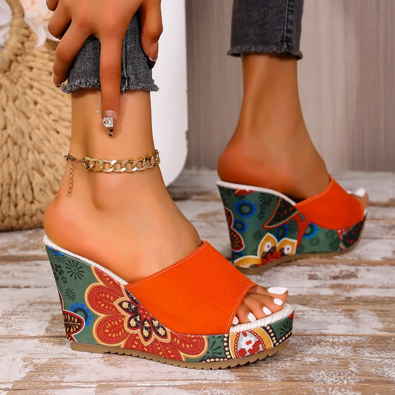 Olivia | Comfortable Floral Wedge Sandals for Women