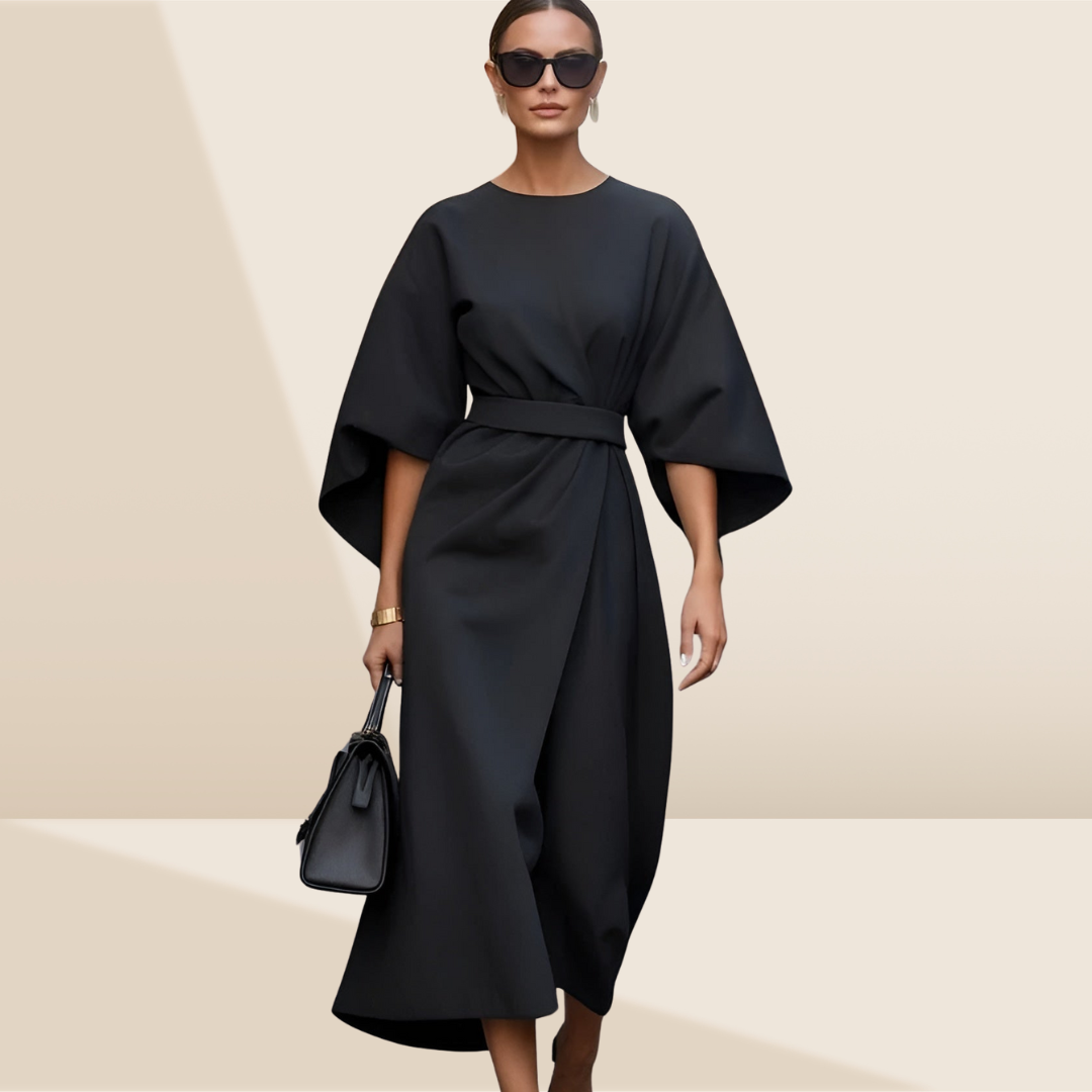Valentina – Elegant Puff Sleeve Midi Dress
