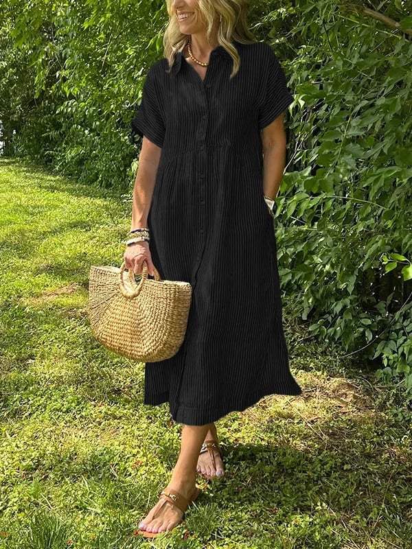 RUBY | Elegant Cotton Maxi Shirt Dress