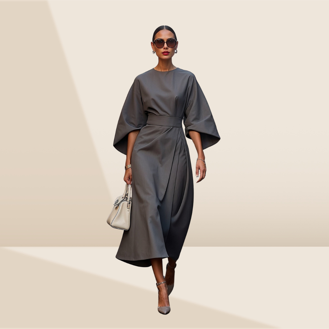 Valentina – Elegant Puff Sleeve Midi Dress