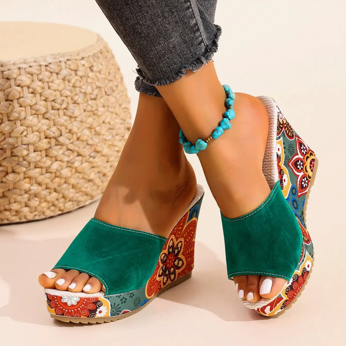 Olivia | Comfortable Floral Wedge Sandals for Women