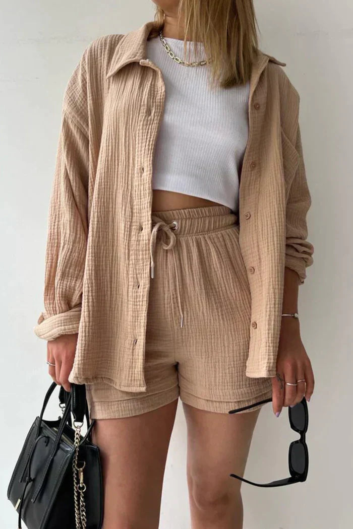 Avery – Solid Colour Shirt & Shorts Set