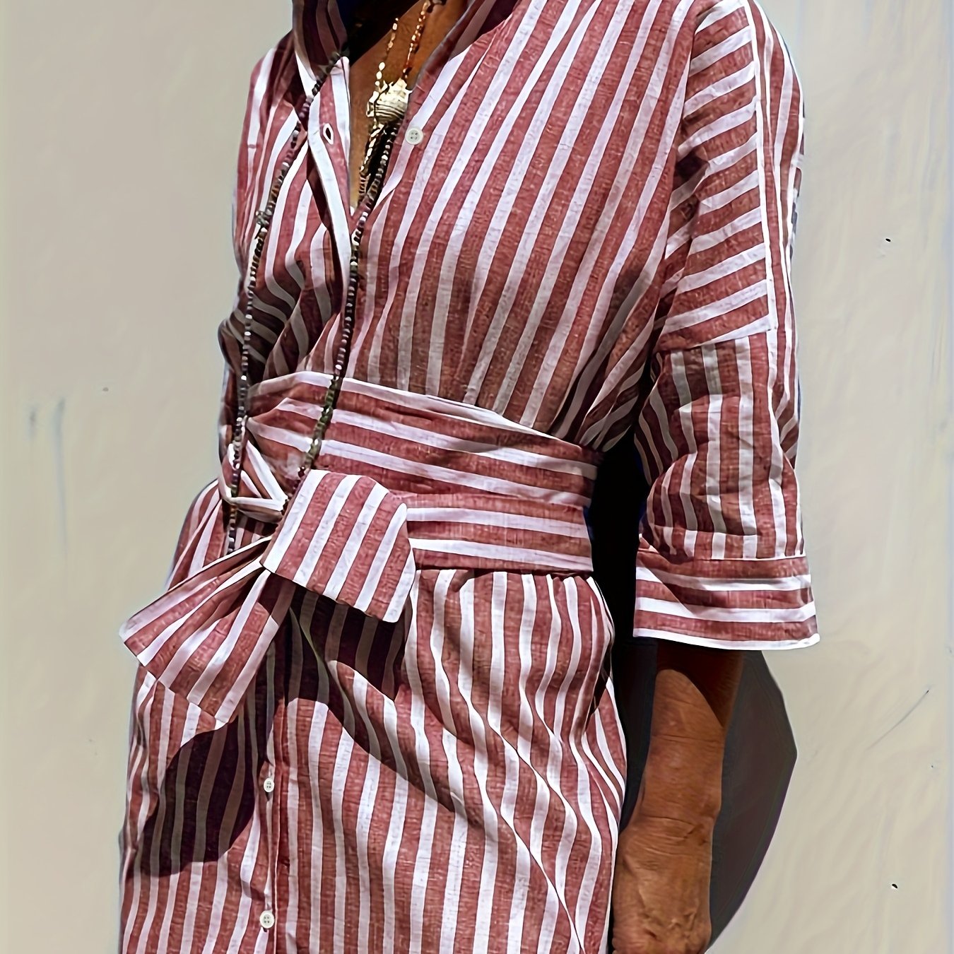 CHRISTINE | Striped Shirt Dress with Belt