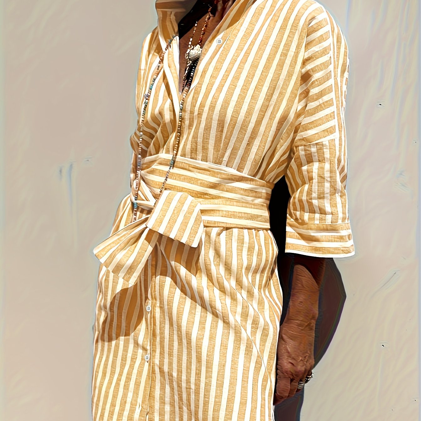 CHRISTINE | Striped Shirt Dress with Belt