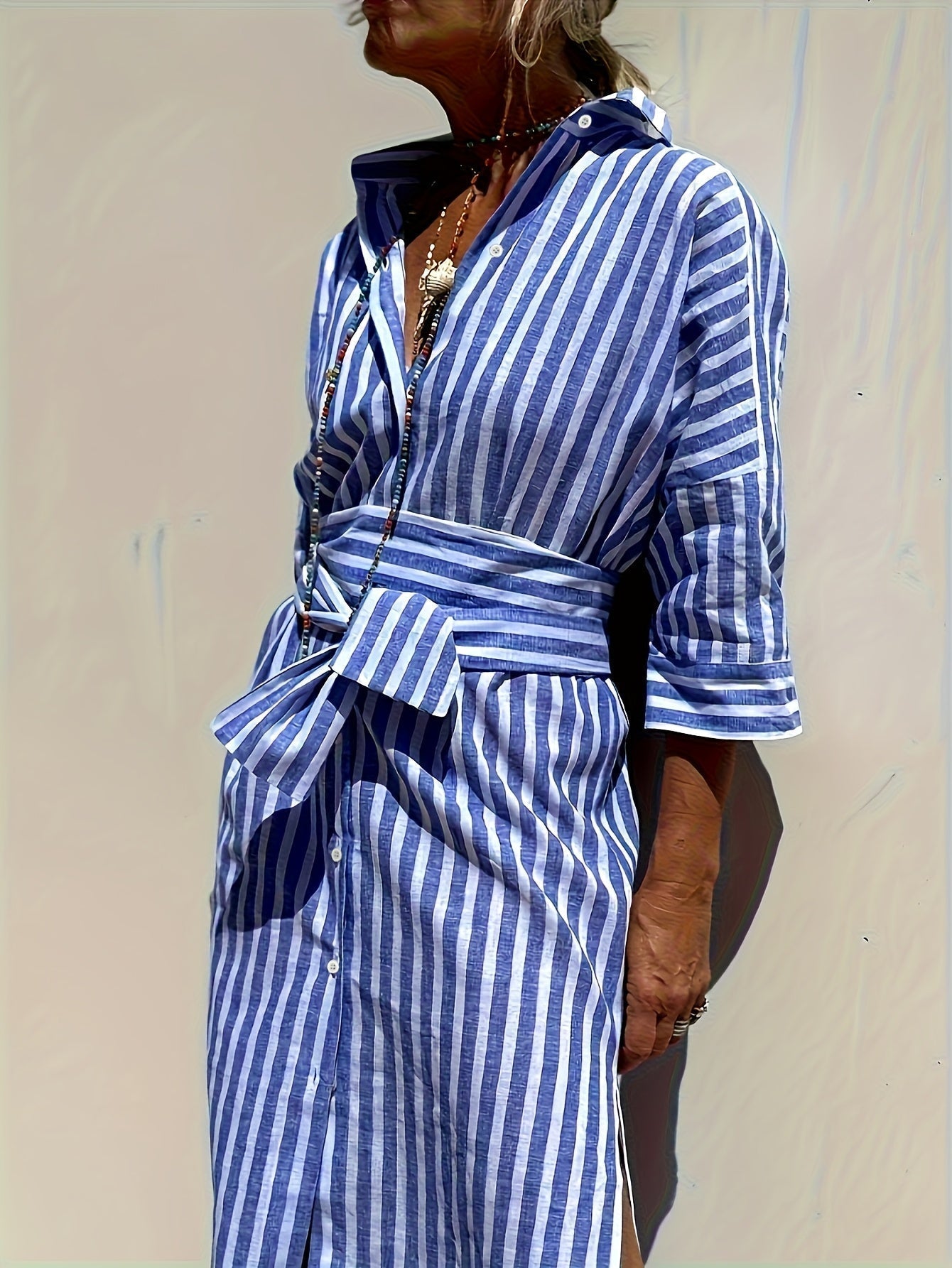 CHRISTINE | Striped Shirt Dress with Belt