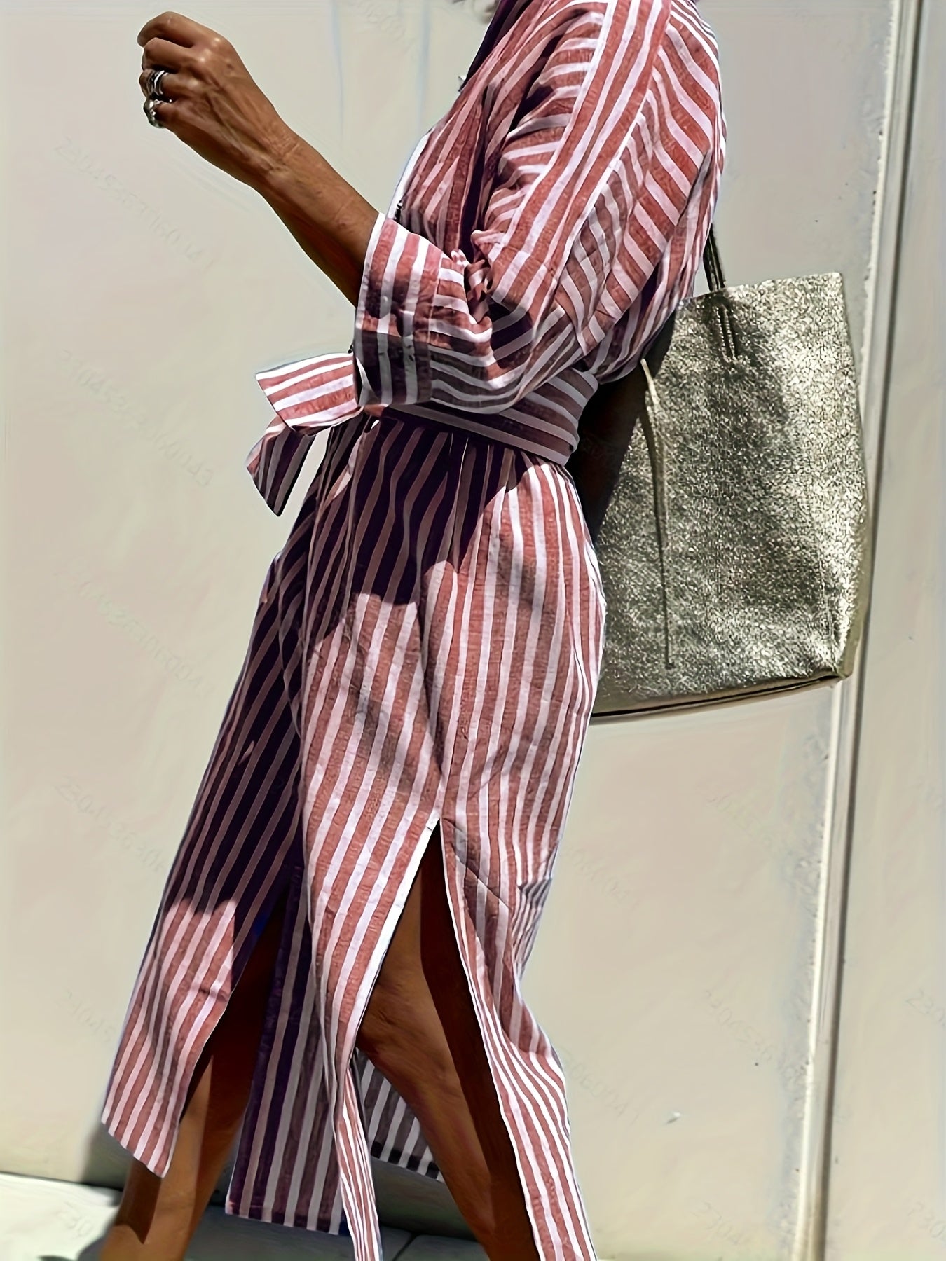 CHRISTINE | Striped Shirt Dress with Belt