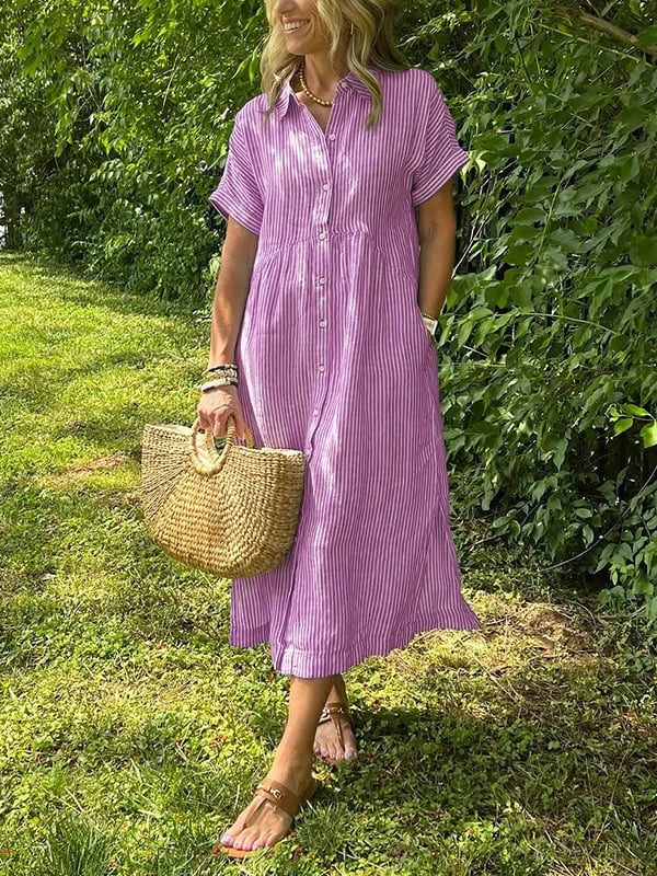 RUBY | Elegant Cotton Maxi Shirt Dress