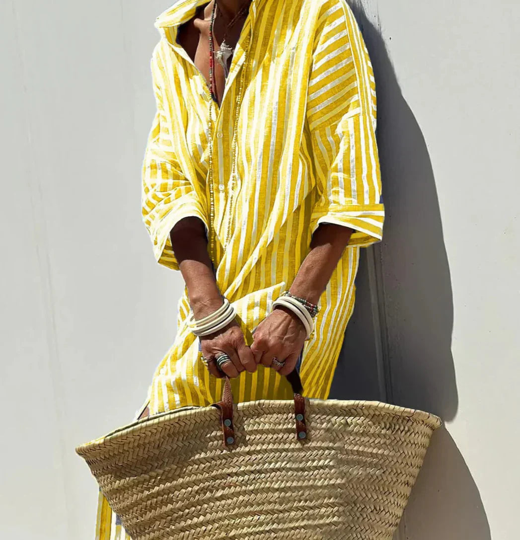 CHRISTINE | Striped Shirt Dress with Belt