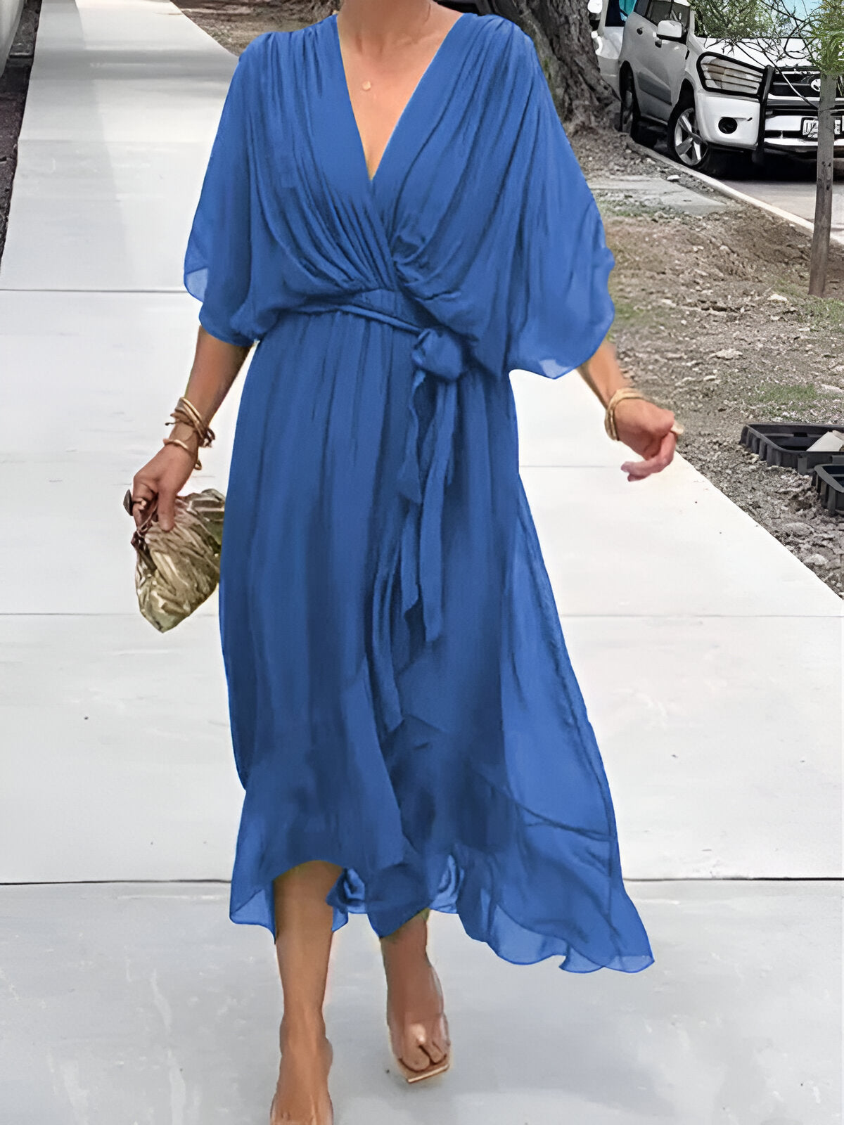 MONICA | Chiffon V-Neck Elegant Dress