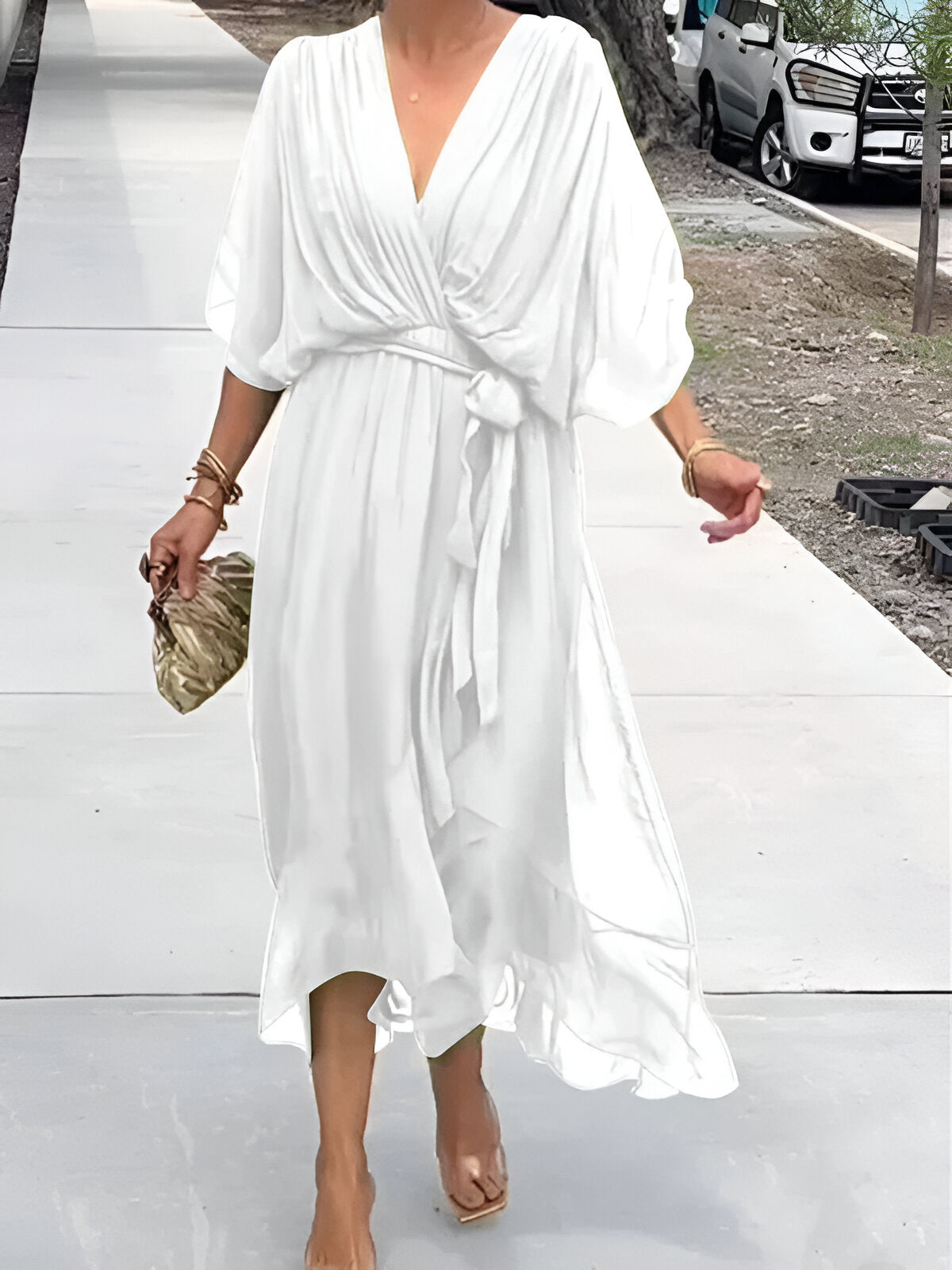 MONICA | Chiffon V-Neck Elegant Dress